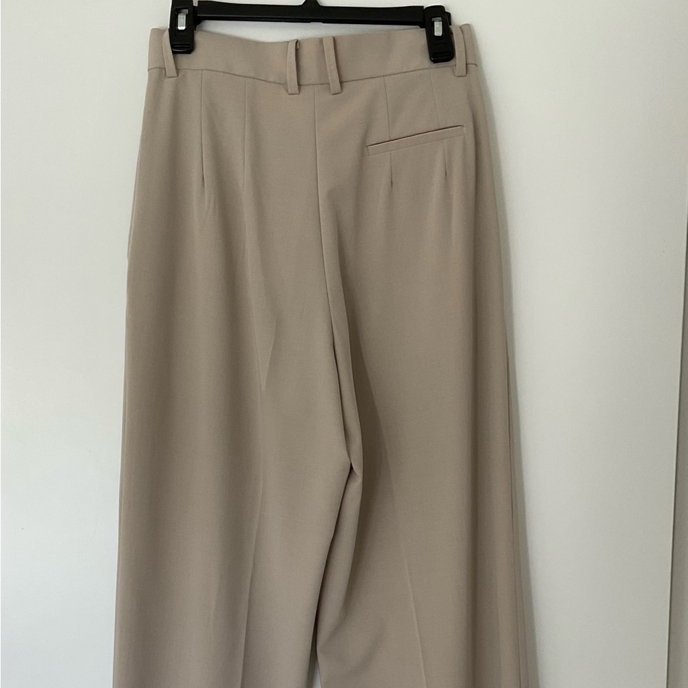 The Frankie Shop Wide-Leg Pleated Trousers — Beige/Taupe - Picture 6 of 7
